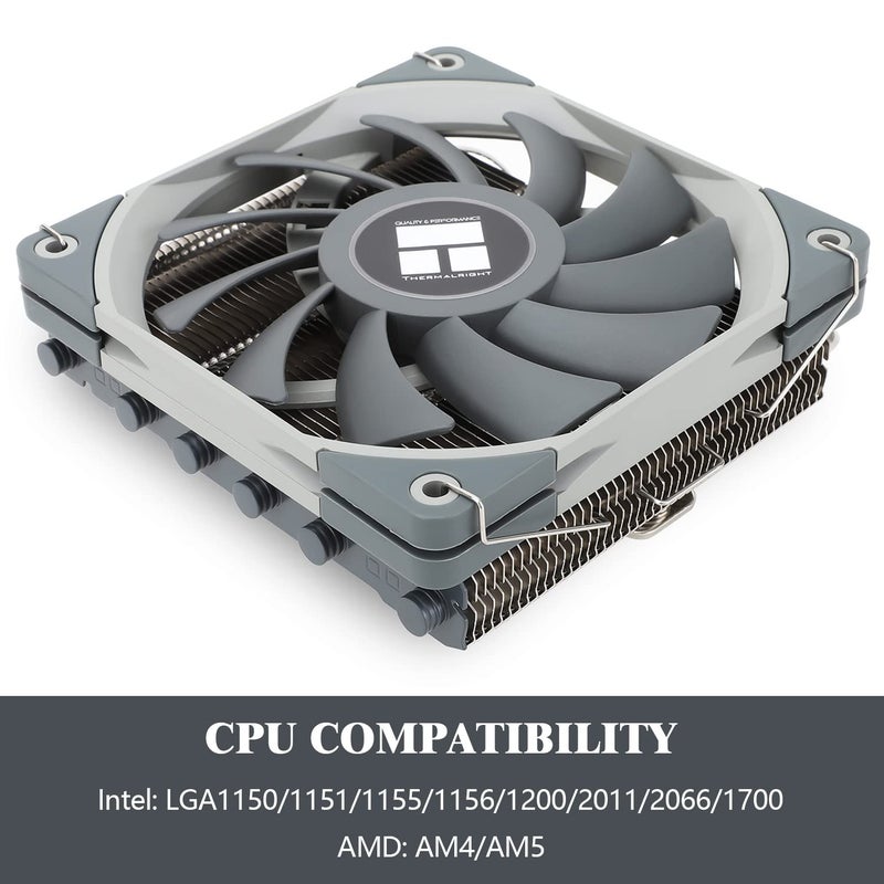 Thermalright مبرد هواء منخفض الارتفاع AXP120-X67 لوحدة المعالجة المركزية مع مروحة TL-12015 PWM هادئة بحجم 120 مم، 6 أنابيب حرارية، ارتفاع 67 مم، متوافق مع AMD AM4/AM5 وIntel LGA 1700/1150/1151/1155/1156/1200 - Image 3